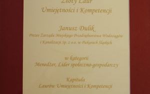 Złoty Laur Umiejętności i Kompetencji dla Prezesa Janusza Dulika. (5)
